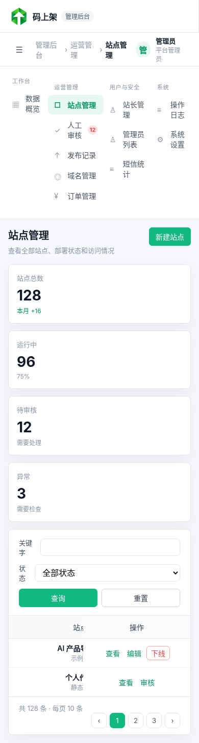 改版前控制台移动菜单墙